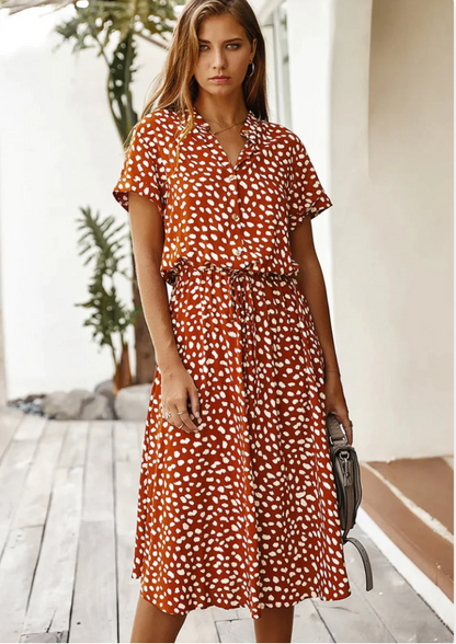 Isabeau | Women's Midi Oversized V-Neck Summer Dress