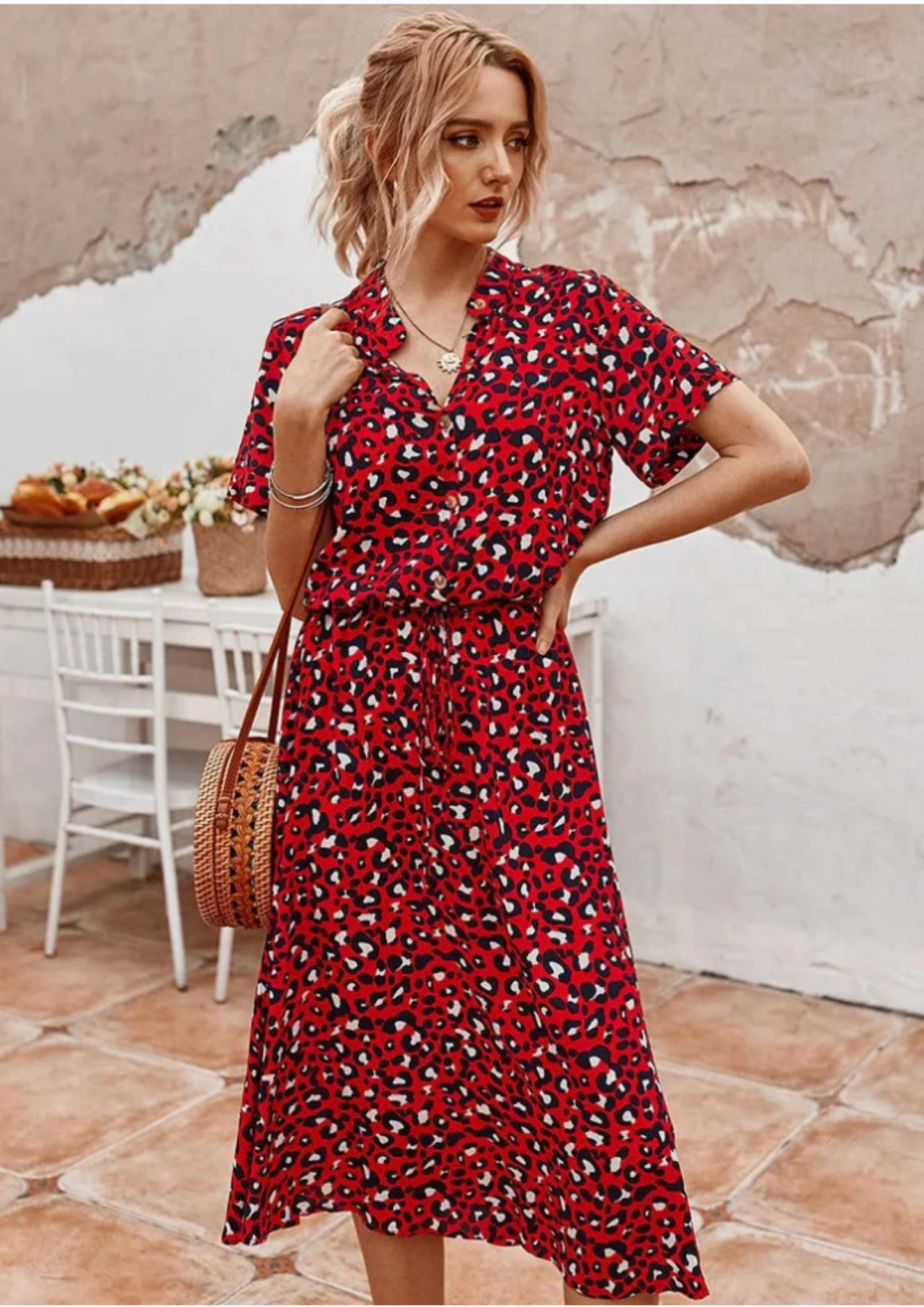 Isabeau | Women's Midi Oversized V-Neck Summer Dress