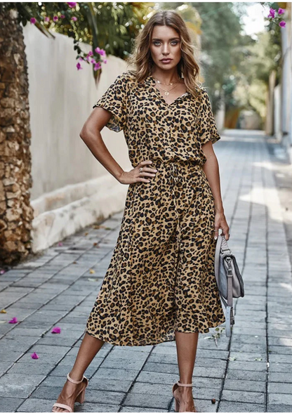 Isabeau | Women's Midi Oversized V-Neck Summer Dress