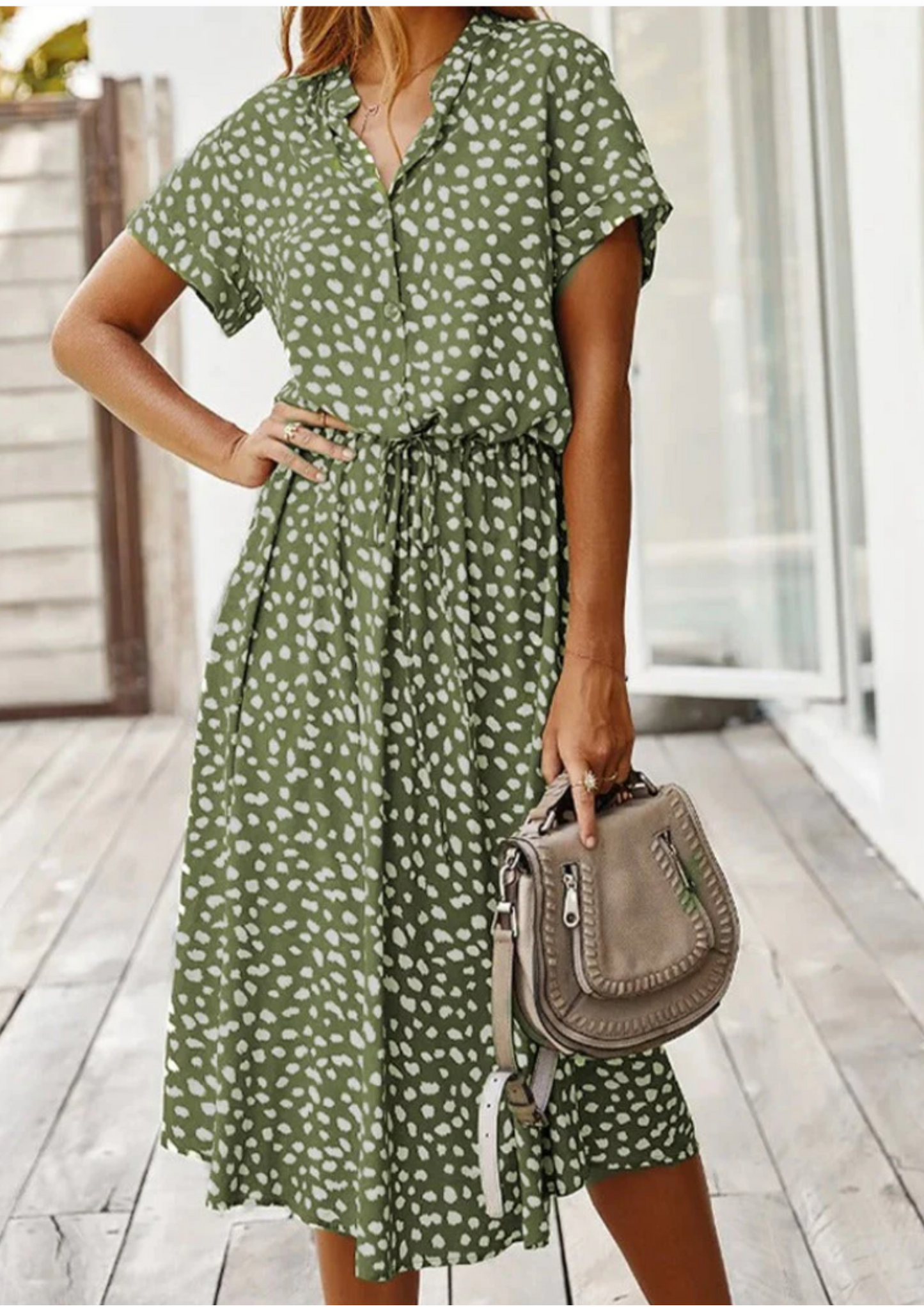 Isabeau | Women's Midi Oversized V-Neck Summer Dress