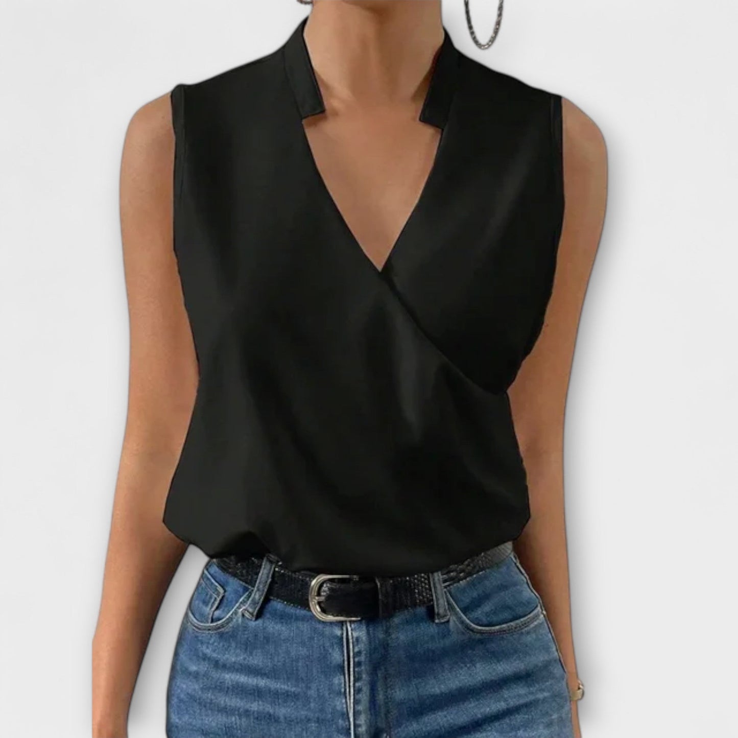Nalandra | Women's V-Neck Wide-Leg Summer Blouse