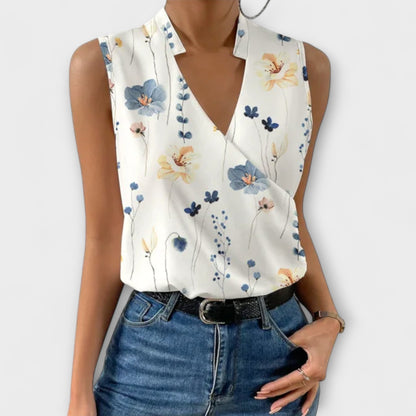 Nalandra | Women's V-Neck Wide-Leg Summer Blouse