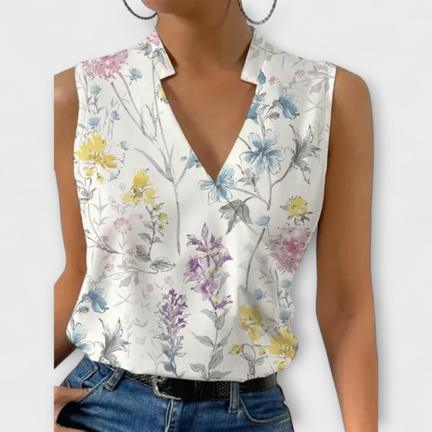 Nalandra | Women's V-Neck Wide-Leg Summer Blouse