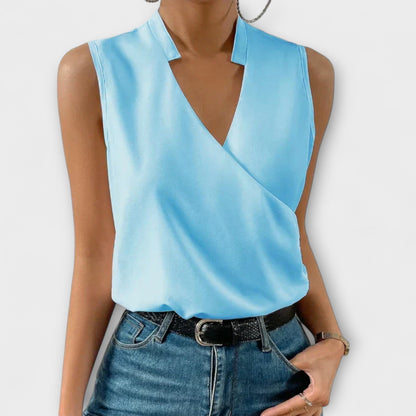 Nalandra | Women's V-Neck Wide-Leg Summer Blouse