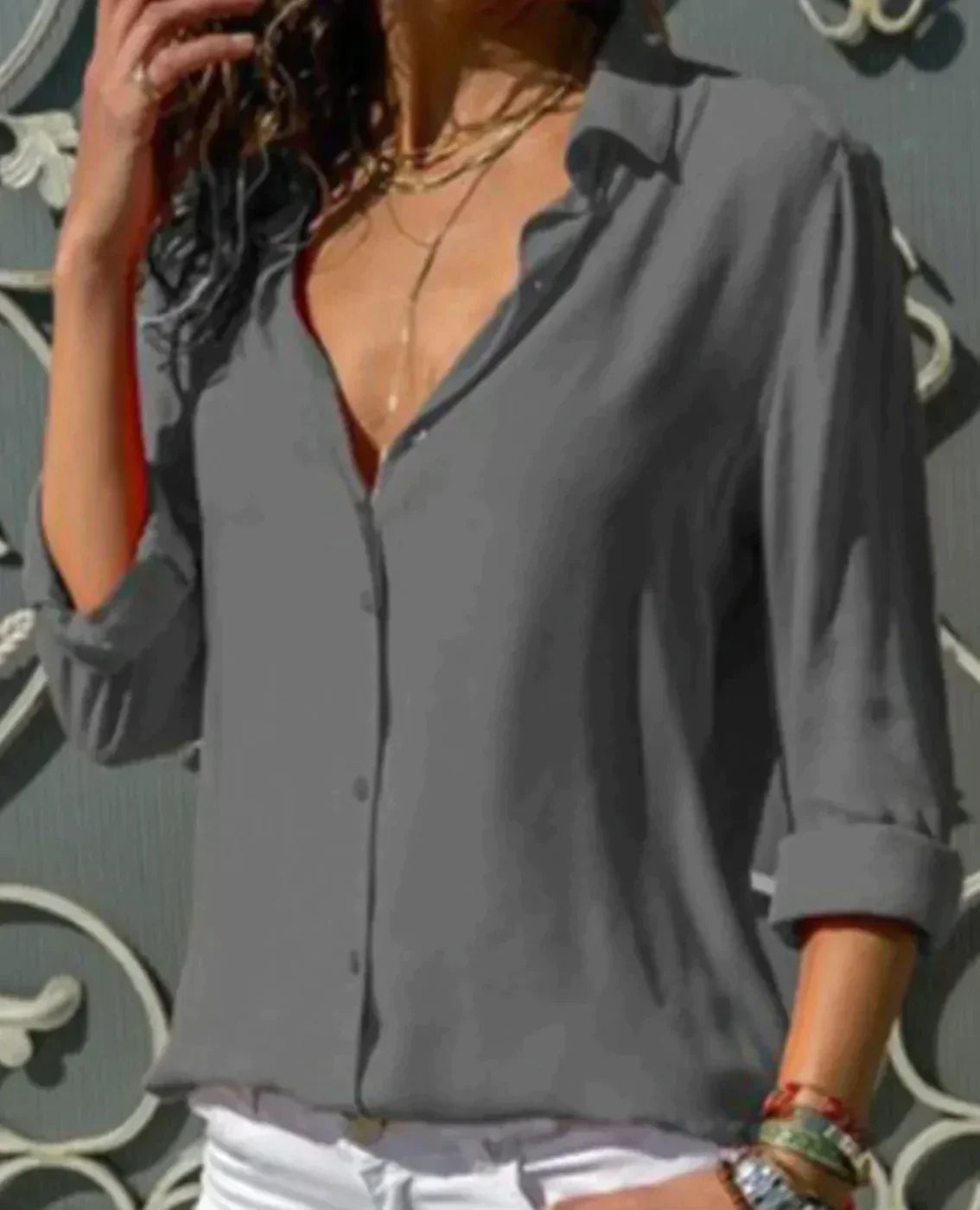 Velanda | Women's Lace Satin Workwear Blouse