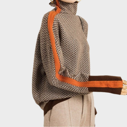 Waldelisa | Women's High-Neck Casual Herringbone Piece