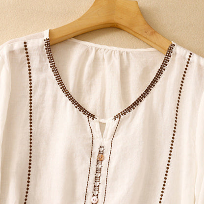 Malira | Women's Embroidered Ruffle Pattern Blouse