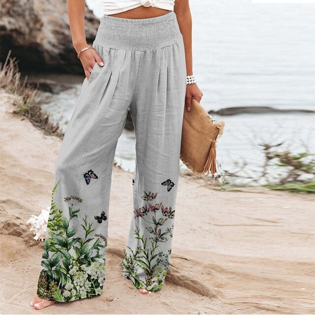 Liberata | Women's Floral Wide-Leg Beach Trousers