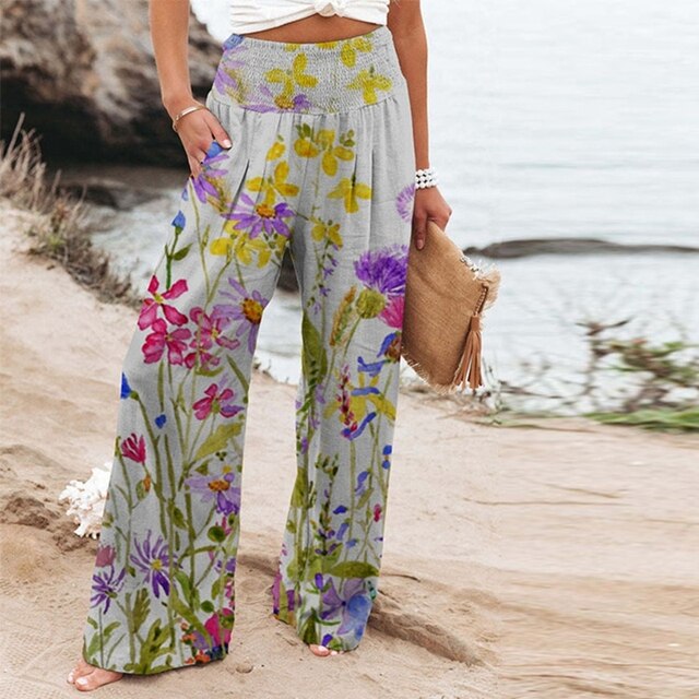Liberata | Women's Floral Wide-Leg Beach Trousers