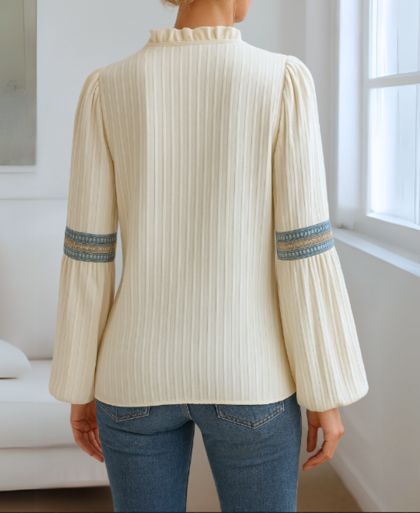 Maliva | Women's Embroidered V-Neck Workwear Blouse