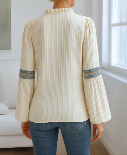 Maliva | Women's Embroidered V-Neck Workwear Blouse