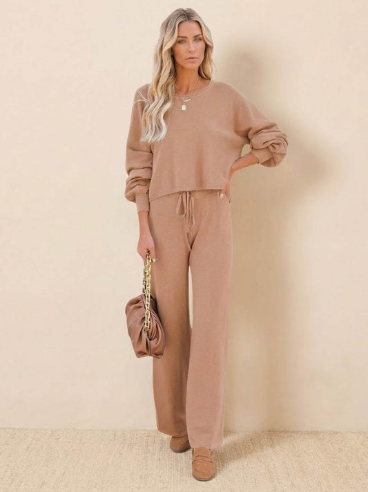 Wavellite | Women's Wide-Leg Casual Cropped Set