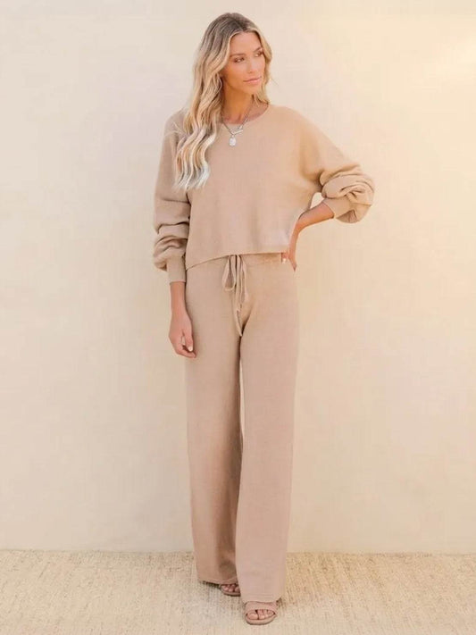 Wavellite | Women's Wide-Leg Casual Cropped Set
