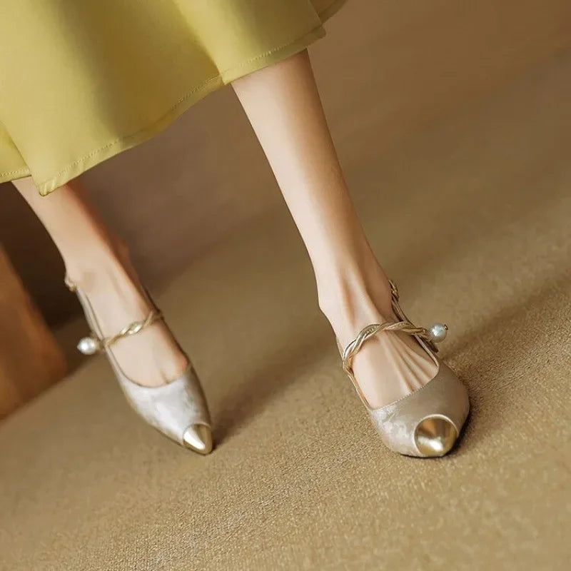 Lace | Women's Floral Pearl Strap Heels