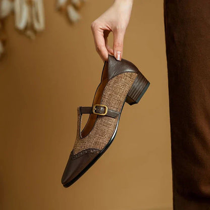 Haze | Women's Casual Two-Tone T-Strap Heels