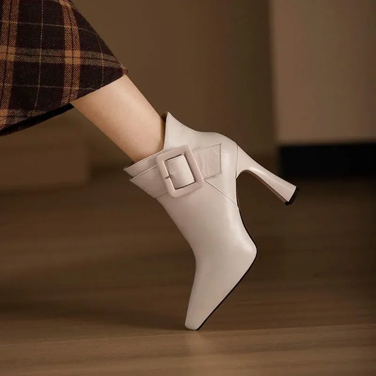 Huberta | Women's Workwear Buckle Heel Boots