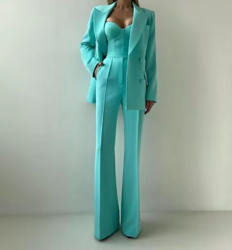 Lazurite | Women's Wide-Leg Workwear Three-Piece Trousers