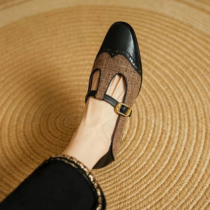 Haze | Women's Casual Two-Tone T-Strap Heels