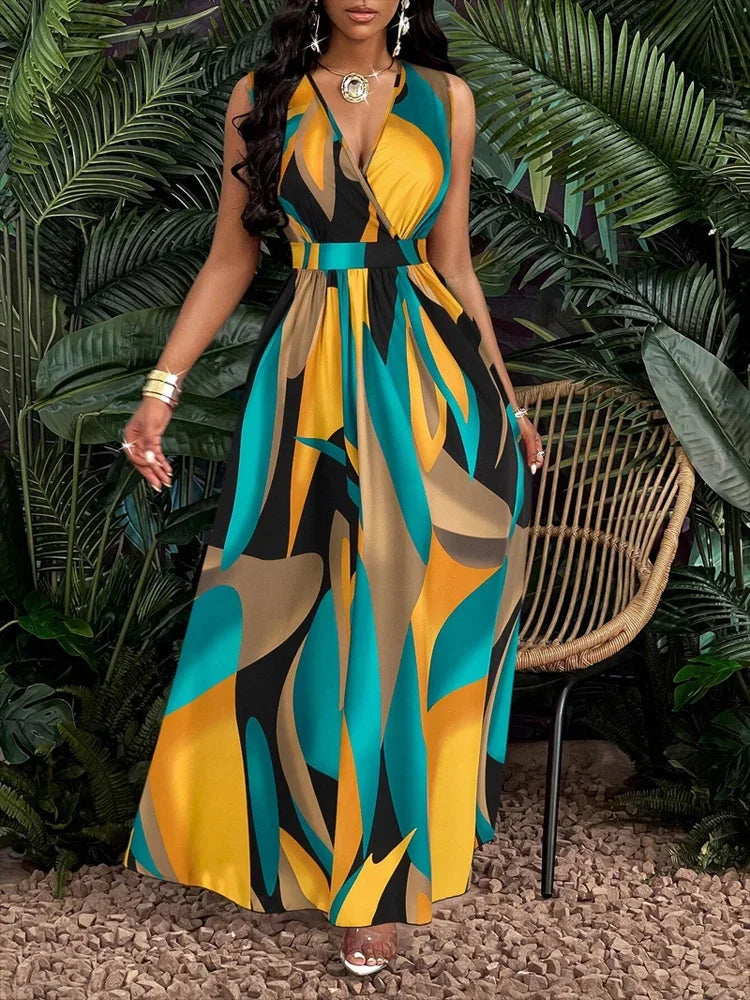 Leonora | Women's Maxi Floral V-Neck Beach Dress
