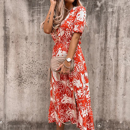 Amabel | Women's Midi Floral Smocked Puff-Sleeve Dress