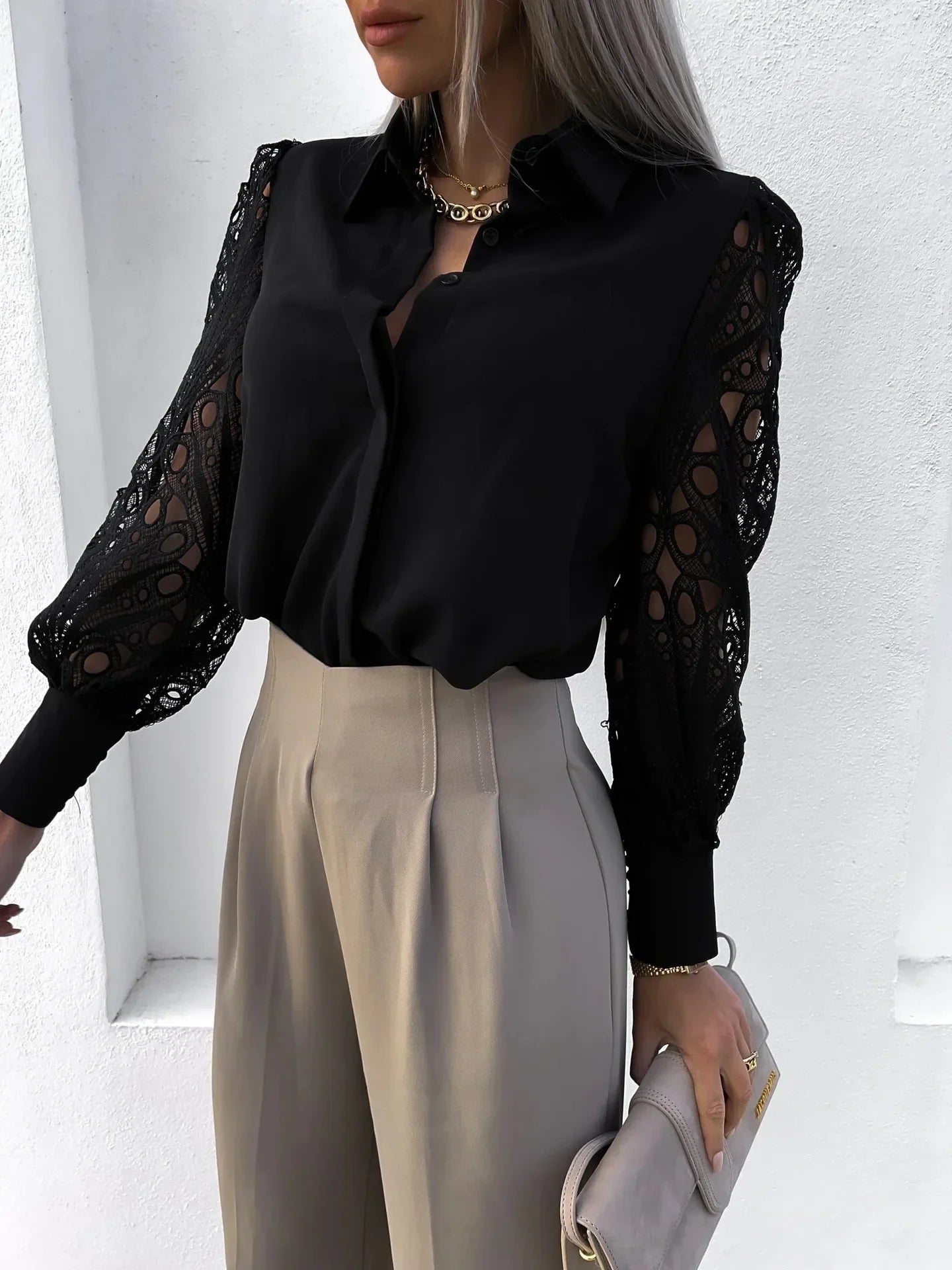 Malima | Women's Lace Polished Exquisite Blouse