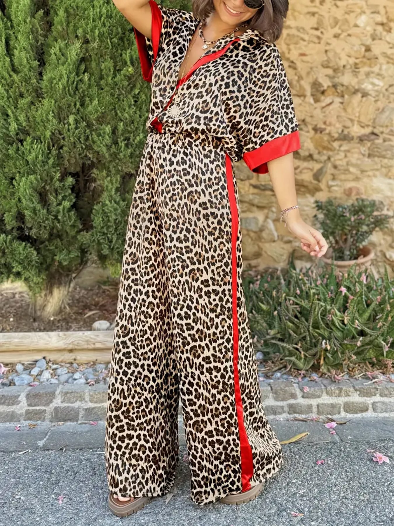 Fabiana | Women's Animal-Print Wide-Leg Beach Piece