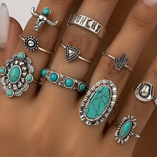 Romilda | Women's 10-Piece Western Ring Set