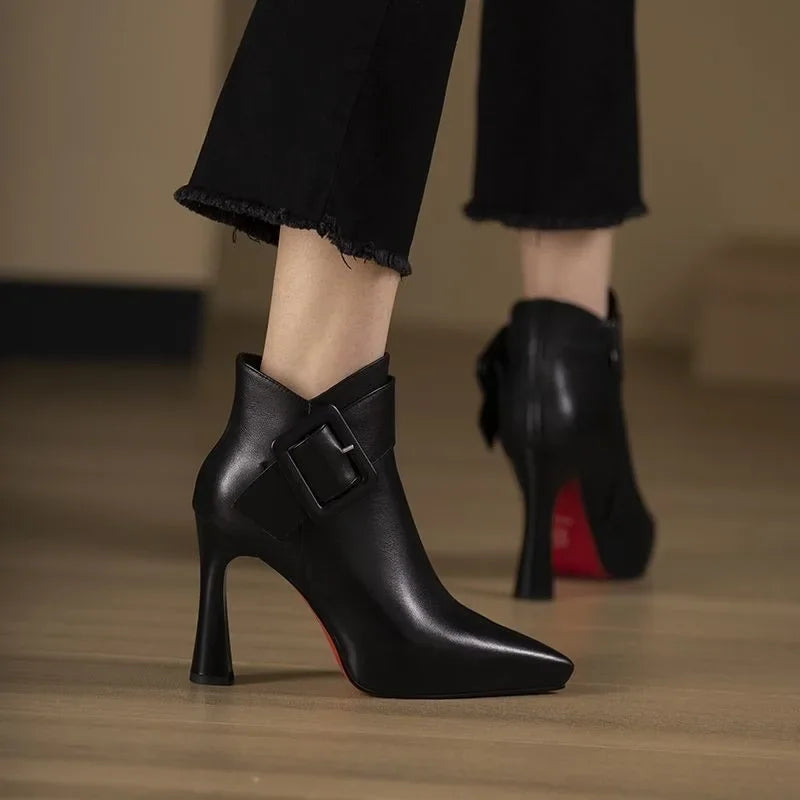 Huberta | Women's Workwear Buckle Heel Boots