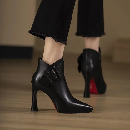 Huberta | Women's Workwear Buckle Heel Boots