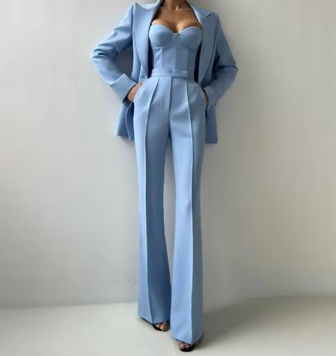 Lazurite | Women's Wide-Leg Workwear Three-Piece Trousers