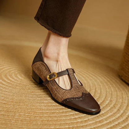 Haze | Women's Casual Two-Tone T-Strap Heels