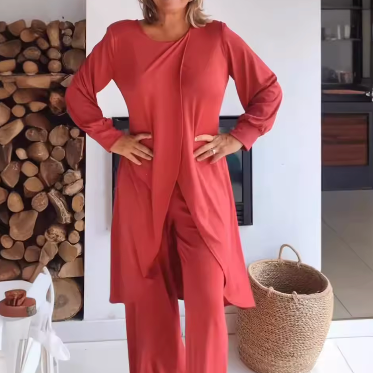 Iolite | Women's Oversized V-Neck Wide-Leg Casual Trousers