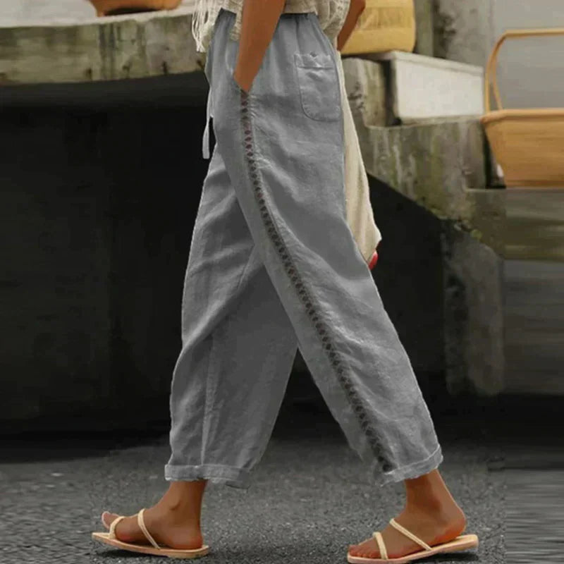 Daliana | Women's Striped Summer Pants Trousers