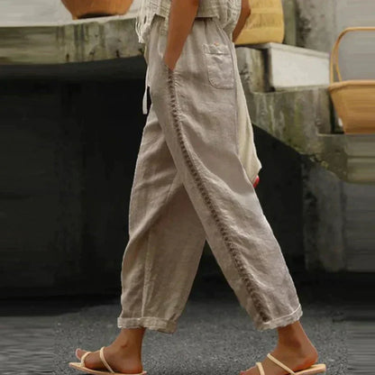 Daliana | Women's Striped Summer Pants Trousers