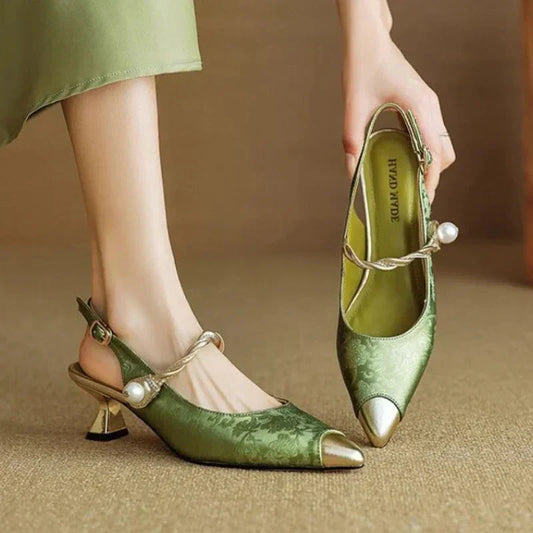 Lace | Women's Floral Pearl Strap Heels