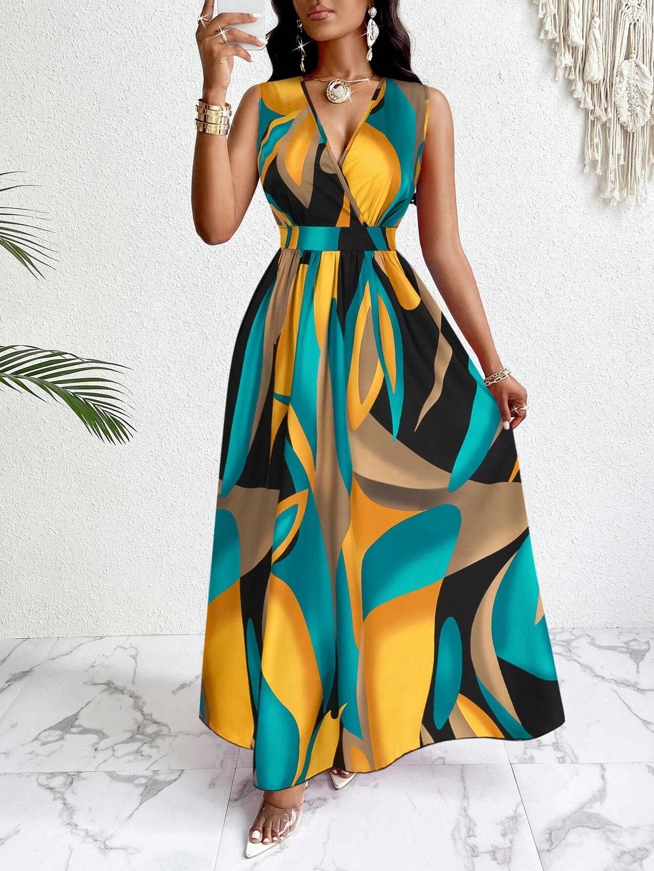 Leonora | Women's Maxi Floral V-Neck Beach Dress