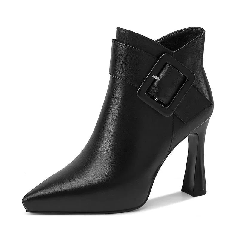 Huberta | Women's Workwear Buckle Heel Boots