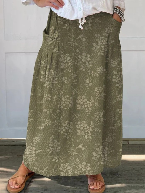 Selenite | Women's Floral Casual Retro Skirt