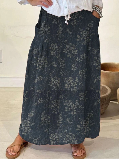 Selenite | Women's Floral Casual Retro Skirt