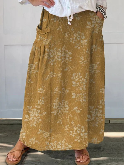 Selenite | Women's Floral Casual Retro Skirt