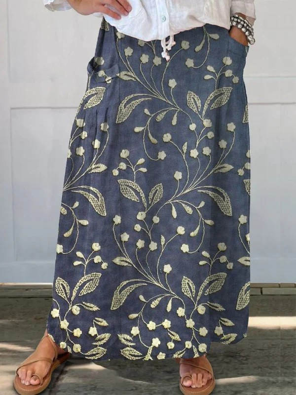 Alienta | Women's Floral Casual Vintage Skirt