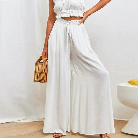 Lucinda | Women's Lace Smocked Wide-Leg Summer Trousers
