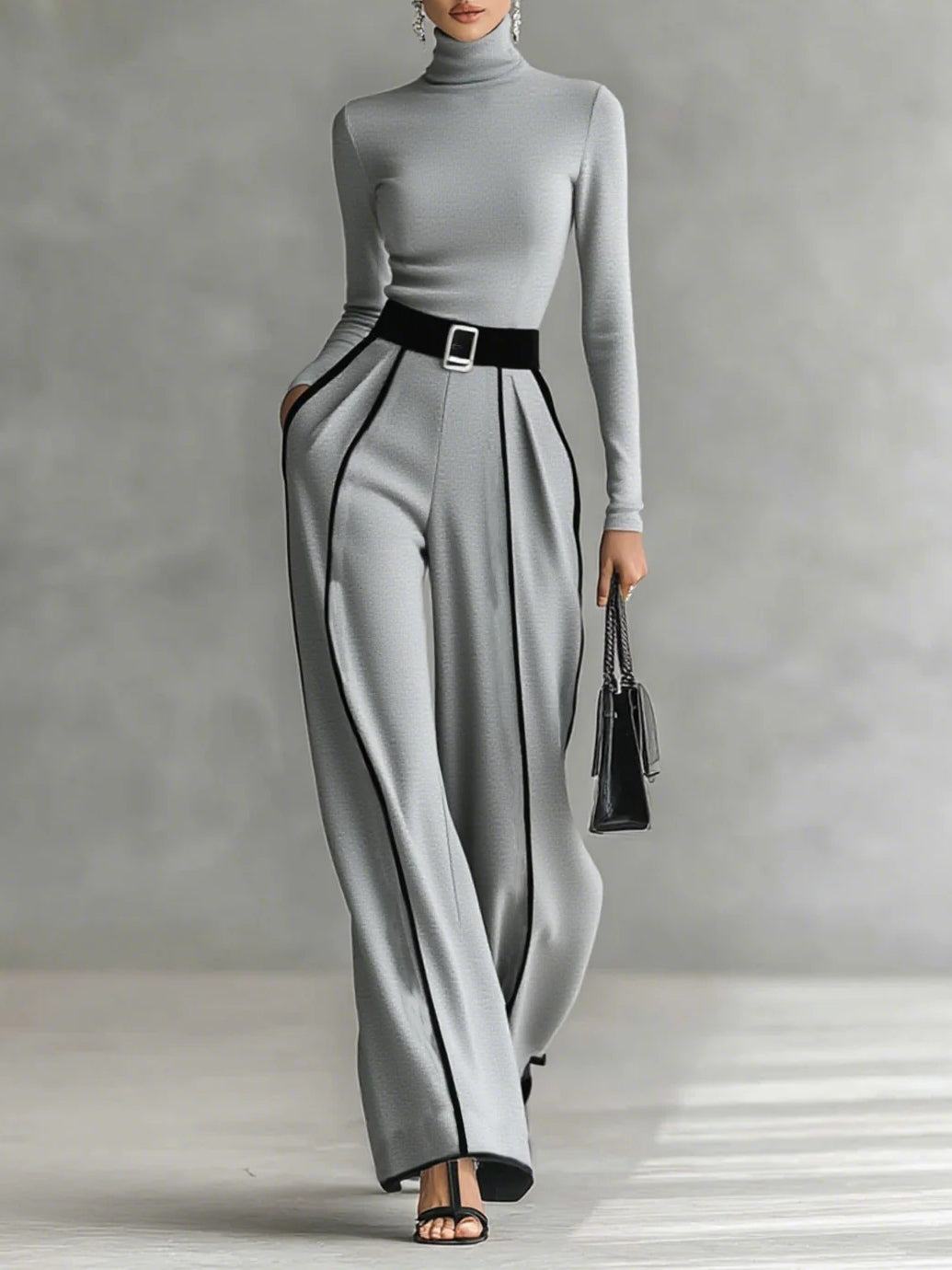 Idame | Women's High-Neck Wide-Leg Casual Set
