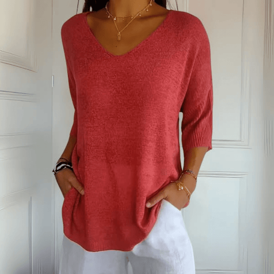 Yoline | Women's Lace Oversized V-Neck Casual Top