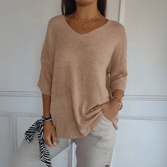 Yoline | Women's Lace Oversized V-Neck Casual Top