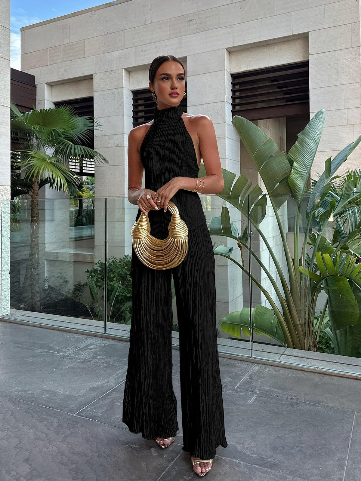 Purpurite | Women's Backless Wide-Leg Summer Set
