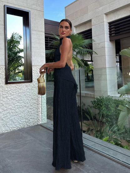 Purpurite | Women's Backless Wide-Leg Summer Set