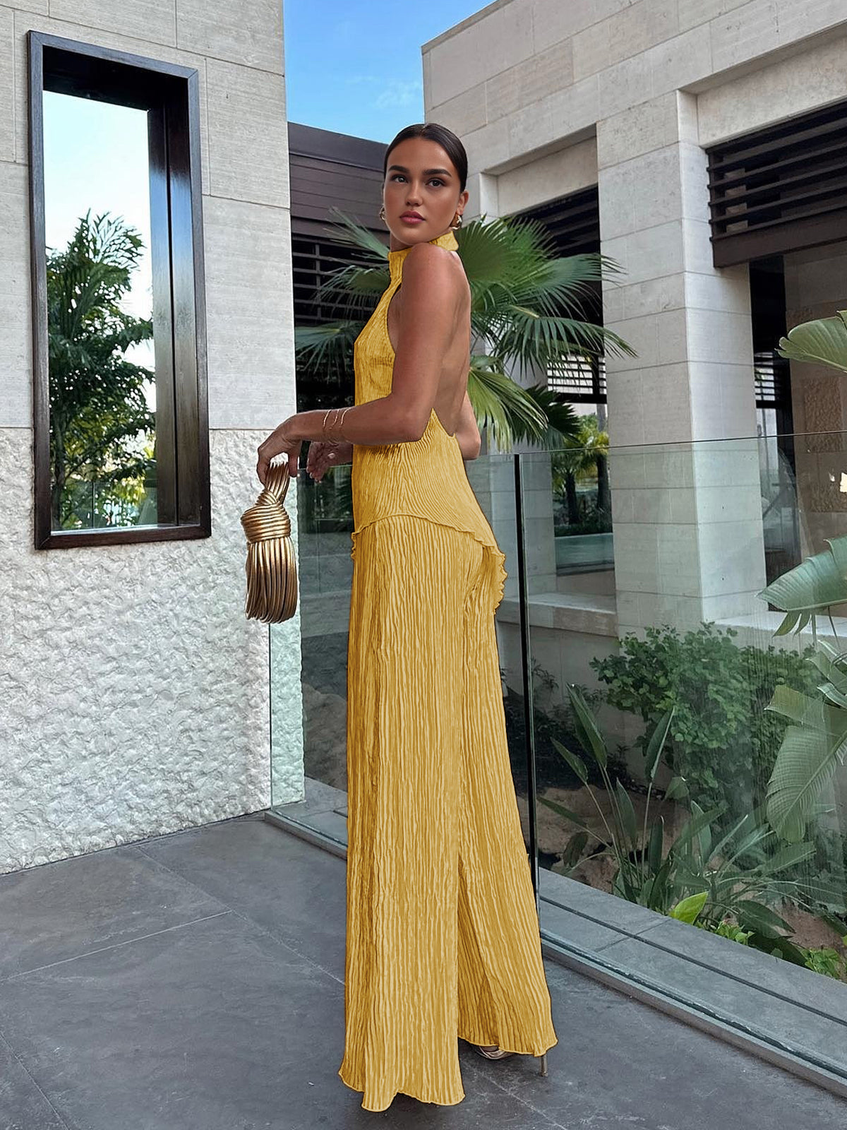 Purpurite | Women's Backless Wide-Leg Summer Set