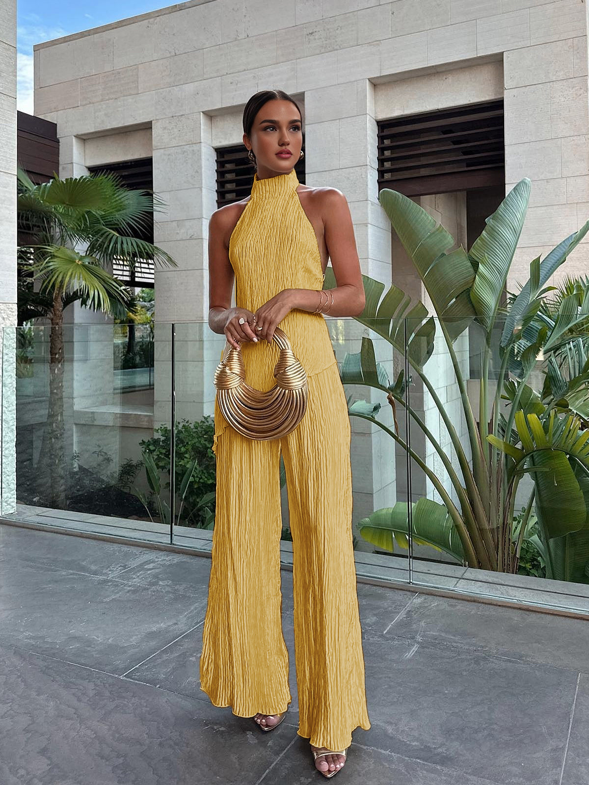 Purpurite | Women's Backless Wide-Leg Summer Set