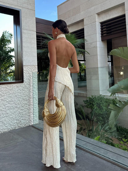 Purpurite | Women's Backless Wide-Leg Summer Set